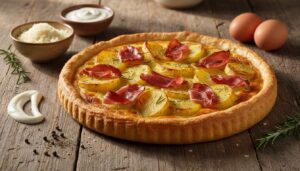 Torta salata con speck e patate croccanti